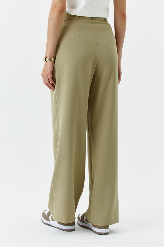 Tuba High Waist Palazzo Women's Trousers Light Khaki Wholesale Clothing 5