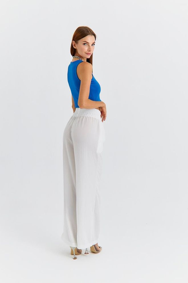 Tuba Women's Wide Leg Flowy Trousers White Wholesale Clothing Work