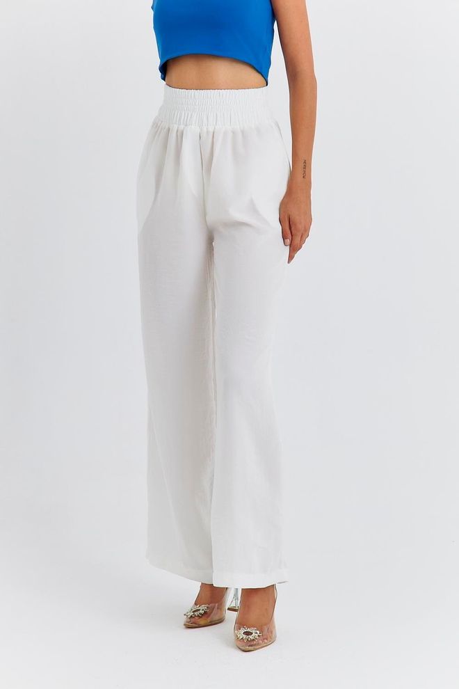 Tuba Women's Wide Leg Flowy Trousers White Wholesale Clothing Formal