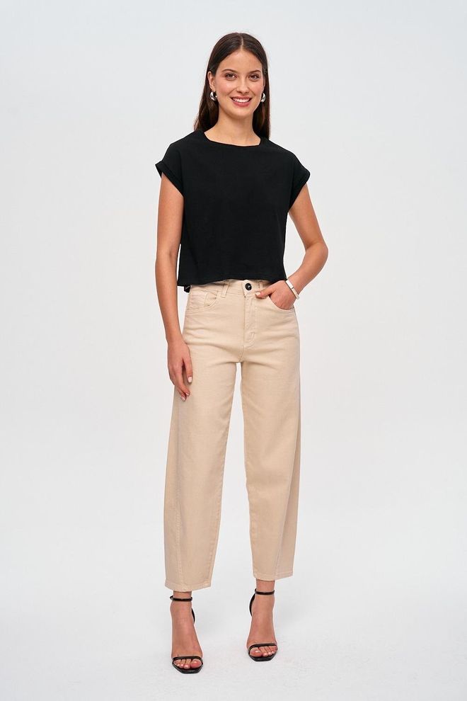 Tuba Jeans Baggy Balloon Da Donna Beige Abbigliamento all'ingrosso Casuale