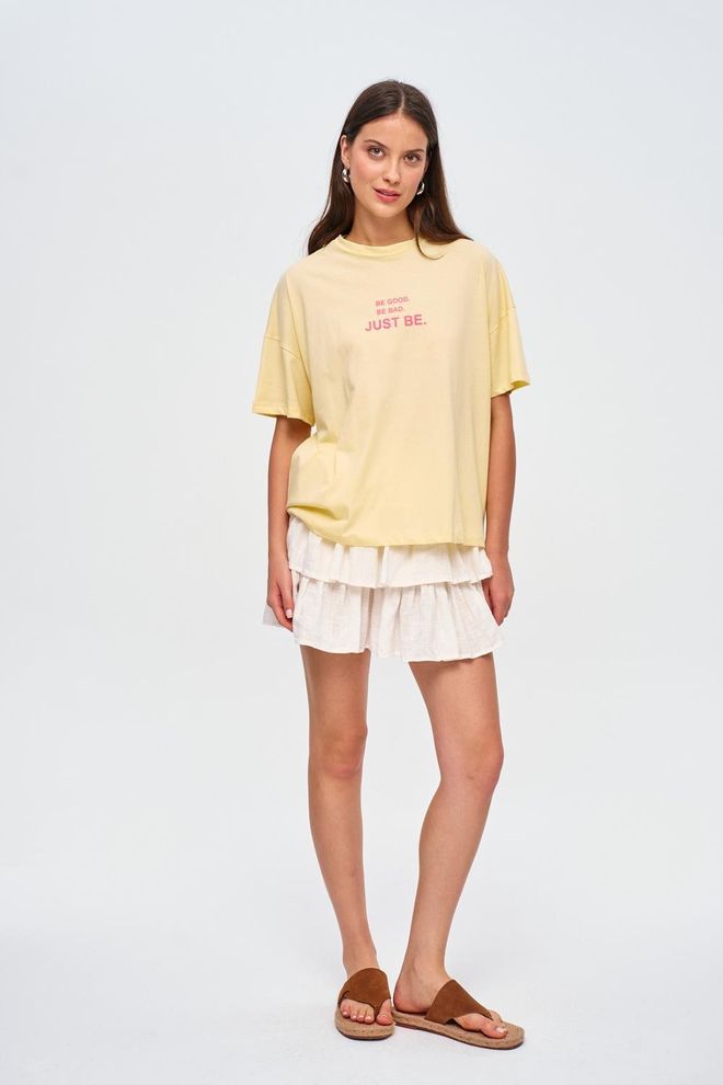 Tuba Tricou Cu Mânecă Scurtă Imprimat Cu Gâtul Turnat Pentru Femei Galben Îmbrăcăminte cu ridicata 5