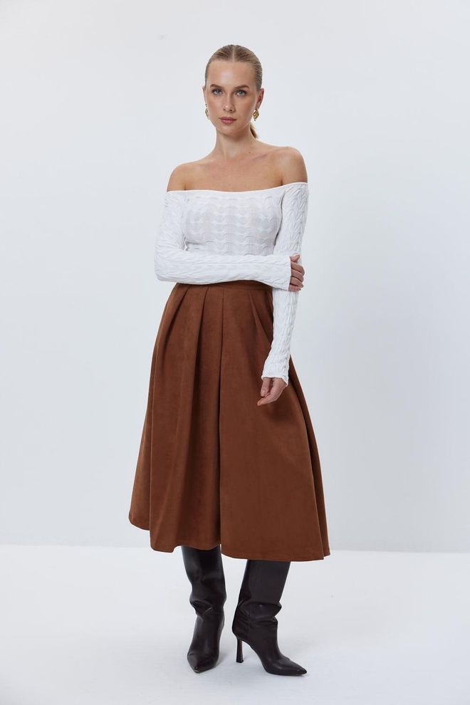 Tuba Suéter Feminino De Malha Com Gola Canoa Cru Roupas por atacado Casual
