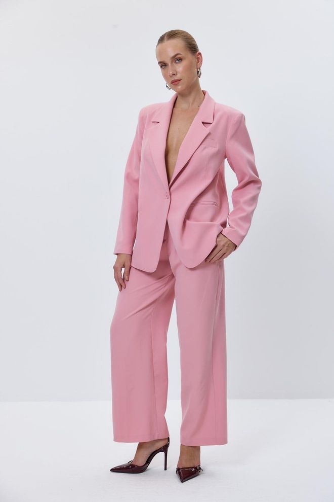 Tuba Darted High Waist Palazzo Powder Women's Trousers Pink Wholesale Clothing Fall