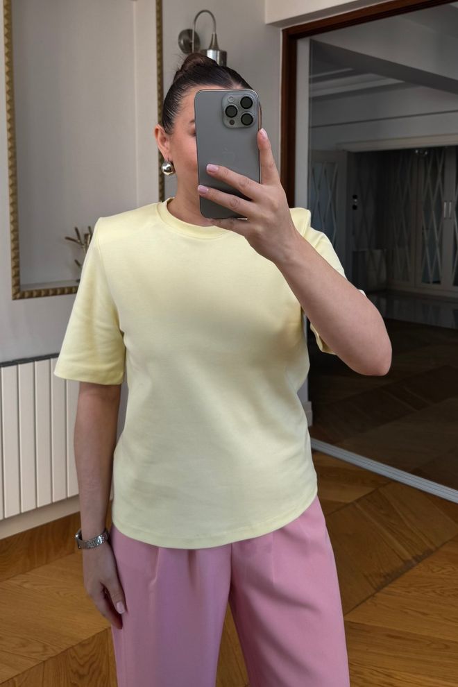 Tuba T shirt Basica A Manica Corta Imbottita Da Donna Gialla Abbigliamento all'ingrosso Casuale