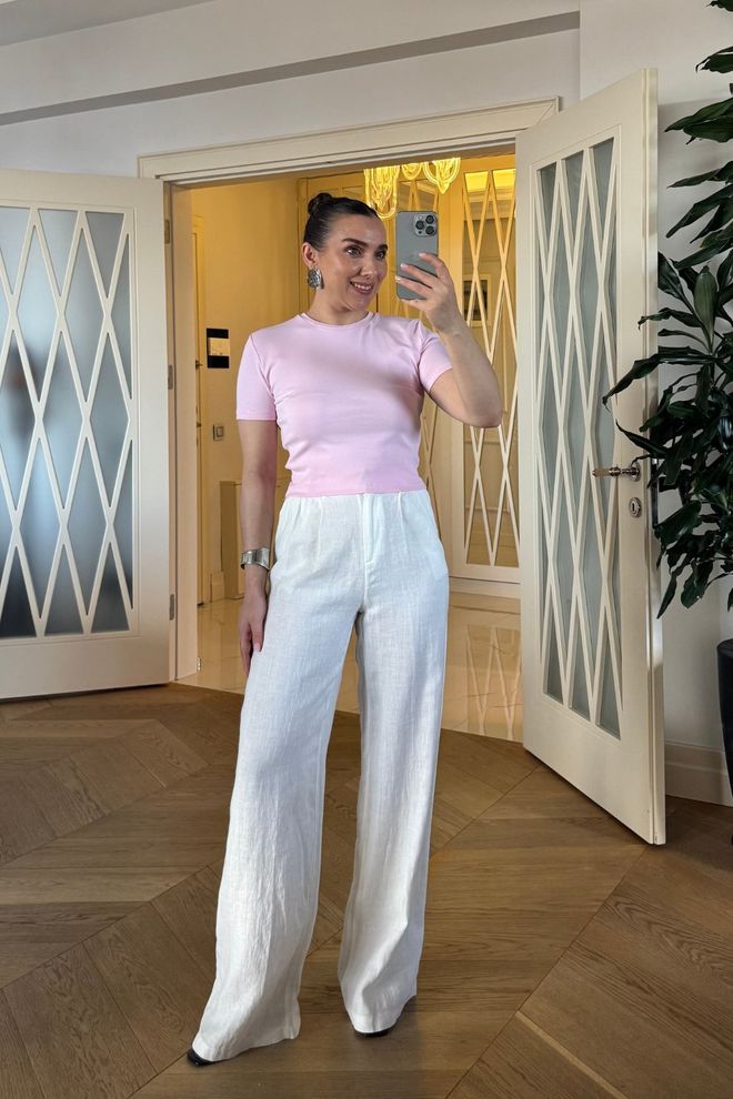 Tuba Camiseta Feminina Básica De Manga Curta Com Gola Redonda Rosa Roupas por atacado Casual