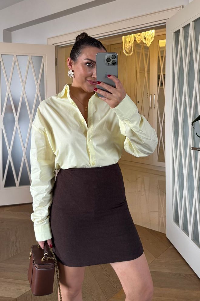 Tuba Camisa Feminina Básica De Popeline Amarela Roupas por atacado Casual