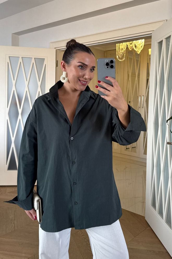 Tuba Camicia Da Donna Basic Poplin Verde Abbigliamento all'ingrosso Casuale