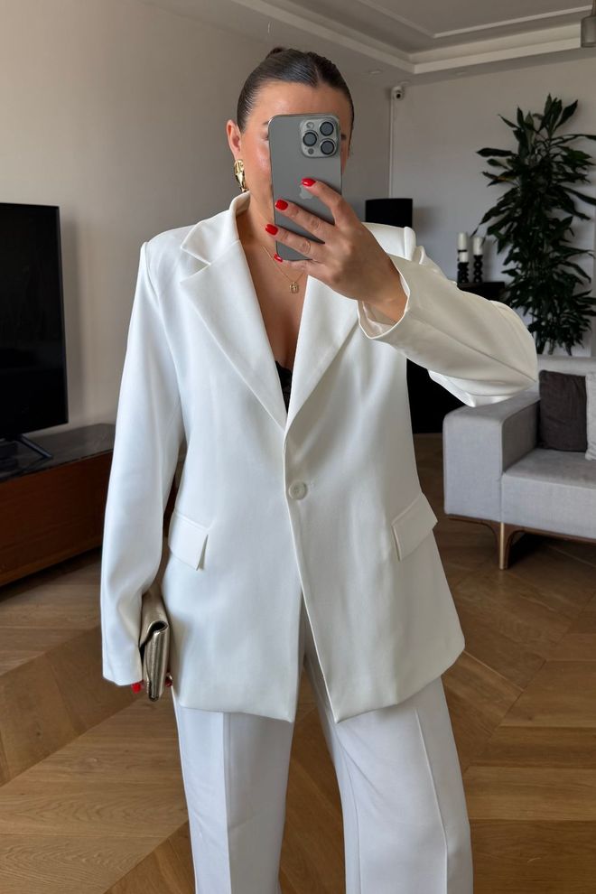 Tuba Women's One Button Jacket White Wholesale Clothing No Fabric