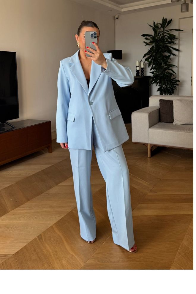 Tuba Women's One Button Jacket Blue Wholesale Clothing 2