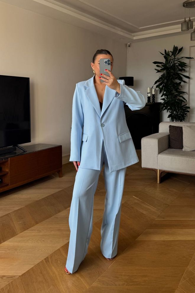 Tuba Women's One Button Jacket Blue Wholesale Clothing 5