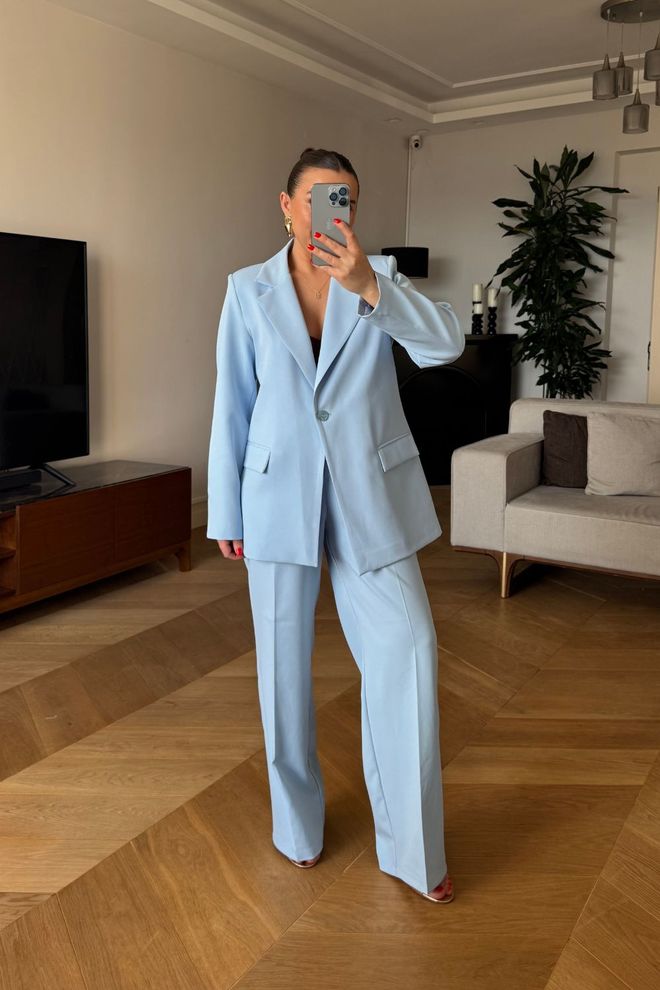 Tuba Women's One Button Jacket Blue Wholesale Clothing Formal