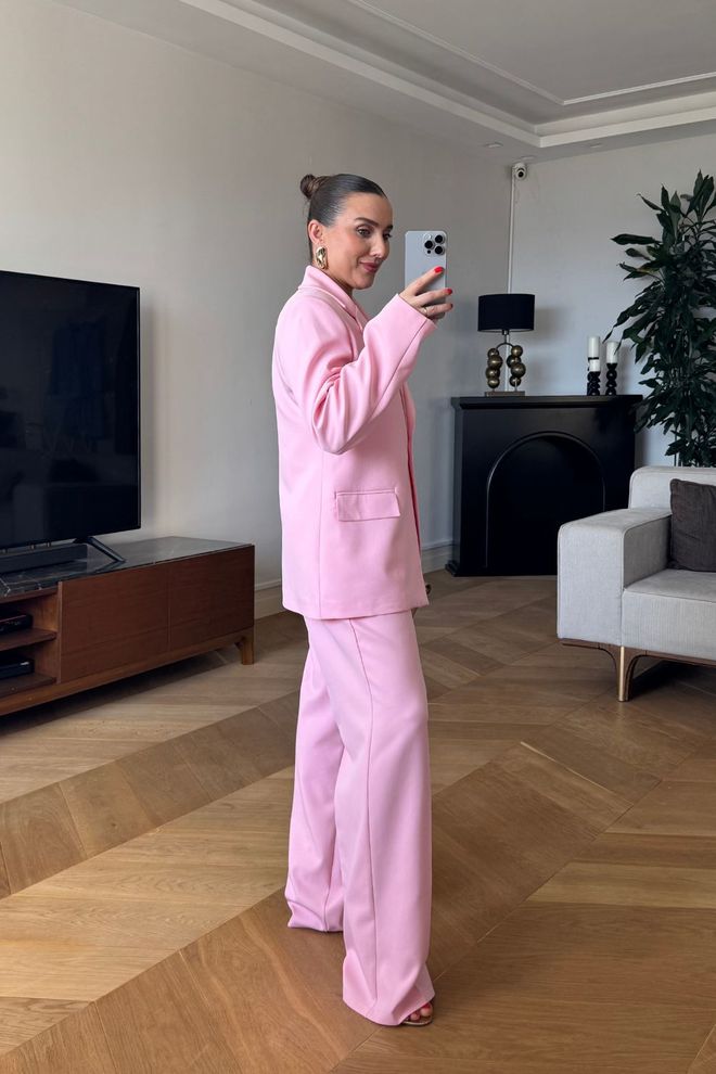 Tuba Women's One Button Jacket Pink Wholesale Clothing Formal