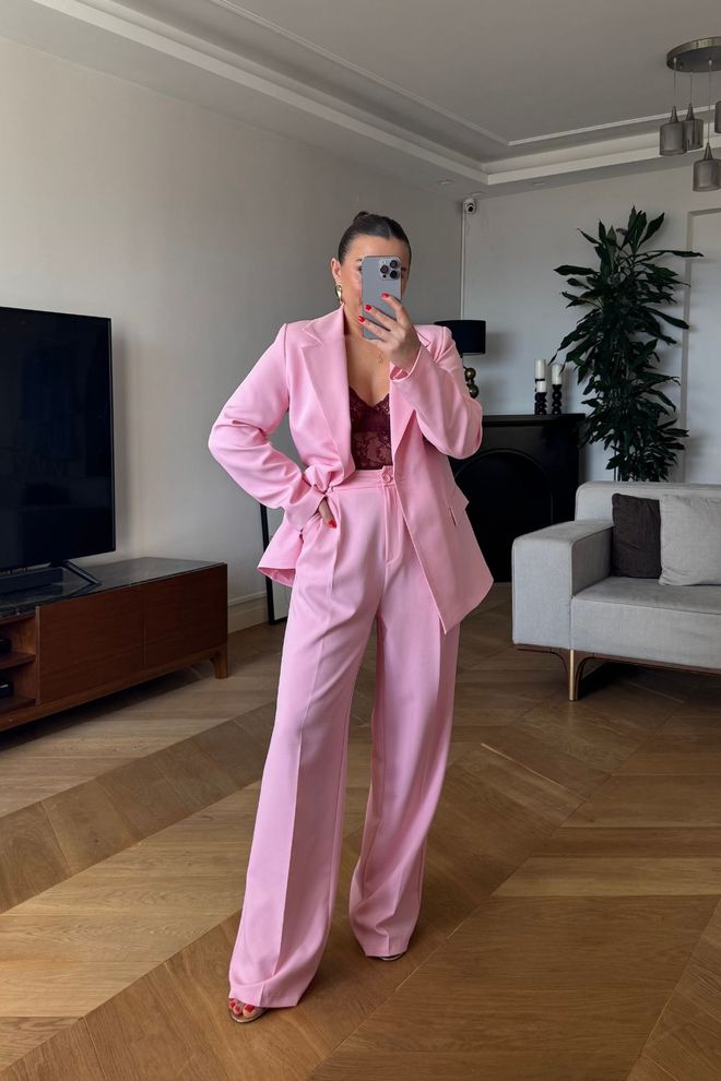 Tuba Women's One Button Jacket Pink Wholesale Clothing 5