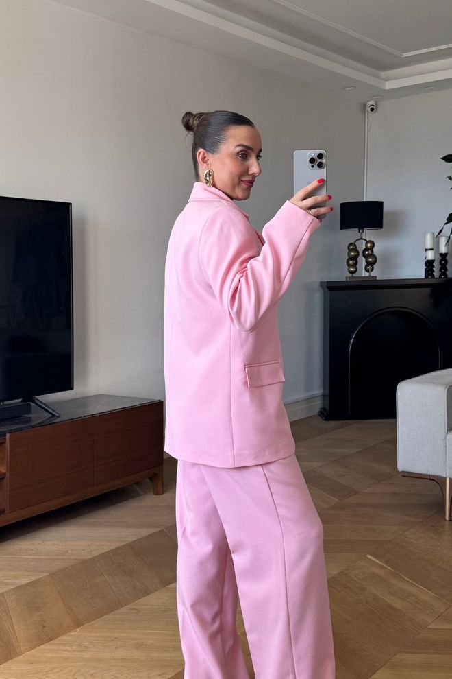 Tuba Women's One Button Jacket Pink Wholesale Clothing 2