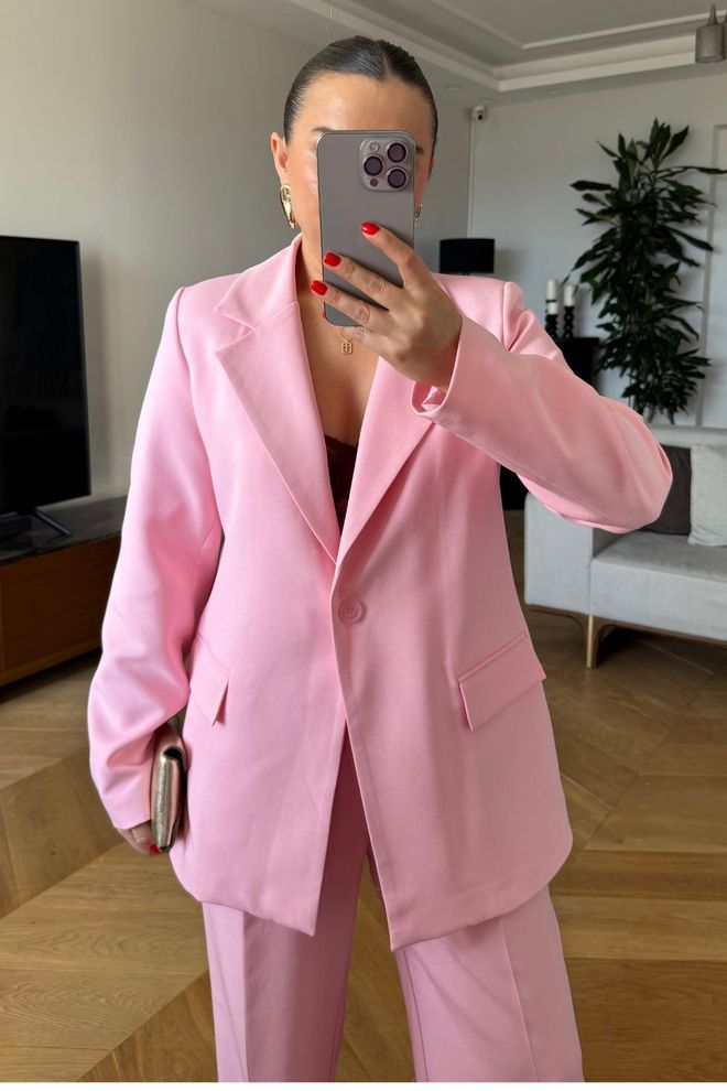 Tuba Women's One Button Jacket Pink Wholesale Clothing No Fabric