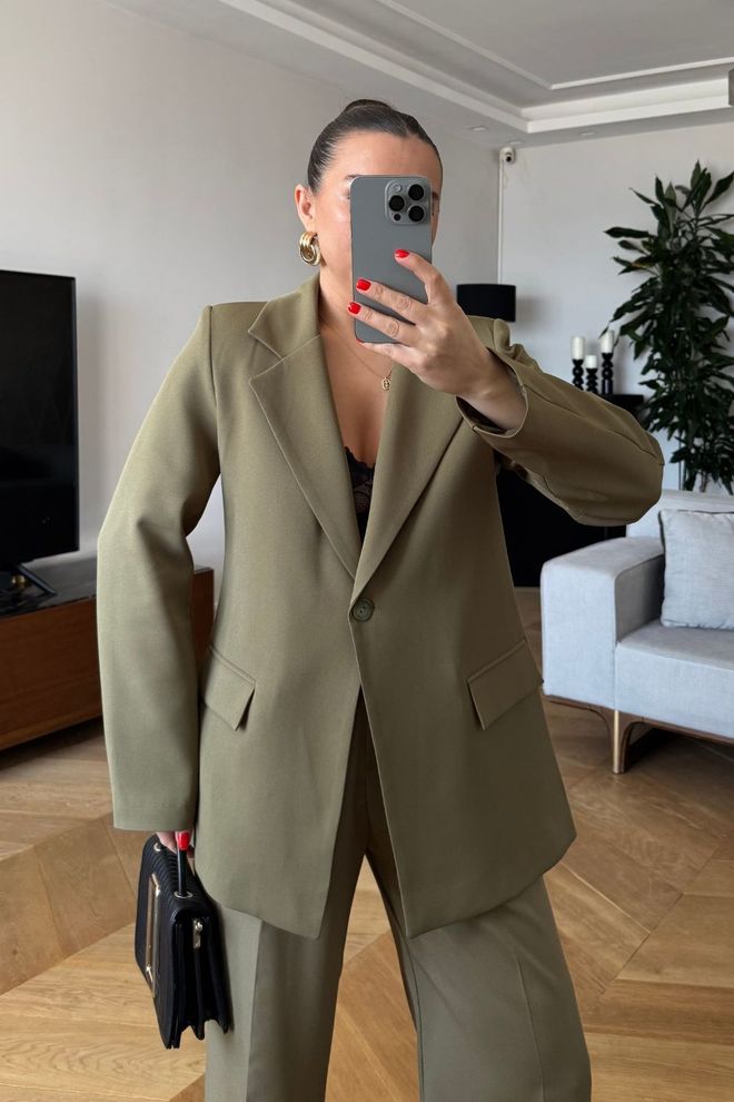 Tuba Women's One Button Jacket Khaki Wholesale Clothing Formal