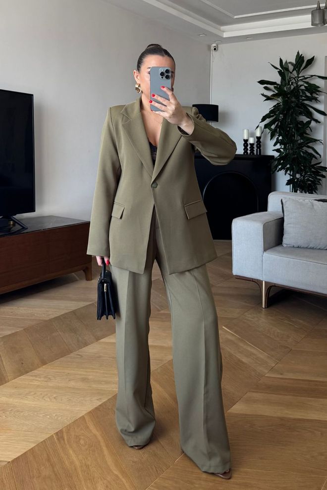 Tuba Women's One Button Jacket Khaki Wholesale Clothing 5