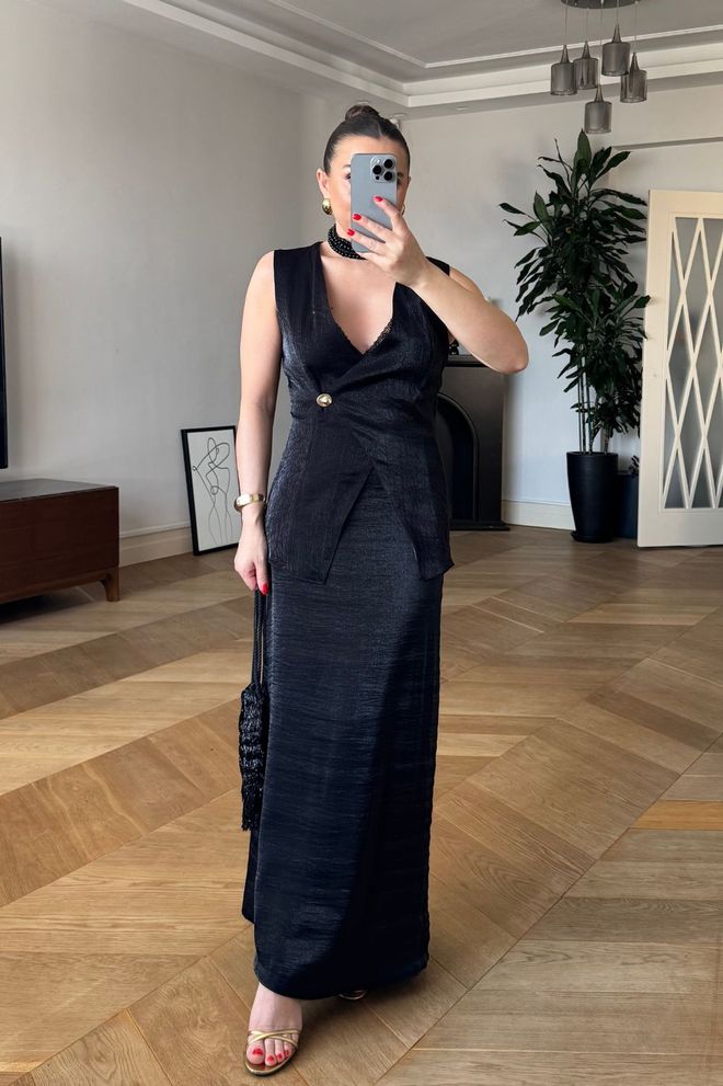 Tuba Costume À Double Boutonnage Pour Femmes Noir Vêtements en gros Décontracté