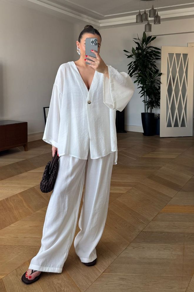 Tuba Costume Oversize En Modal Pour Femmes Blanc Vêtements en gros Décontracté