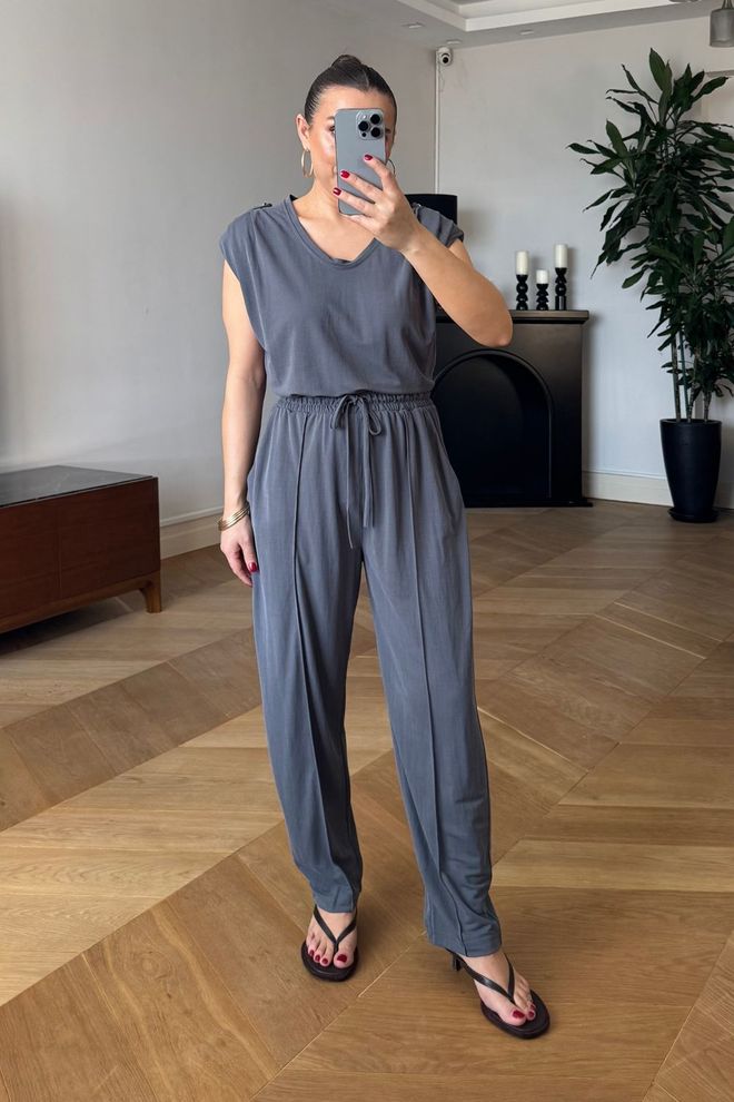 Tuba Ensemble Gris Décontracté Sport Élégant Vêtements en gros Décontracté