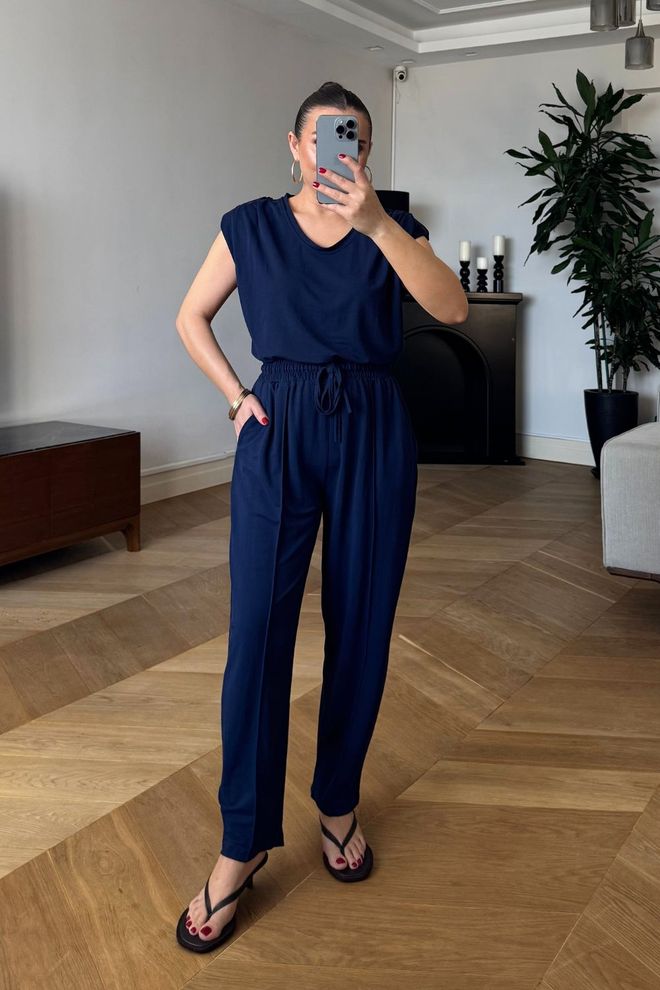 Tuba Ensemble Bleu Marine Style Décontracté Élégant Streetwear Vêtements en gros Décontracté
