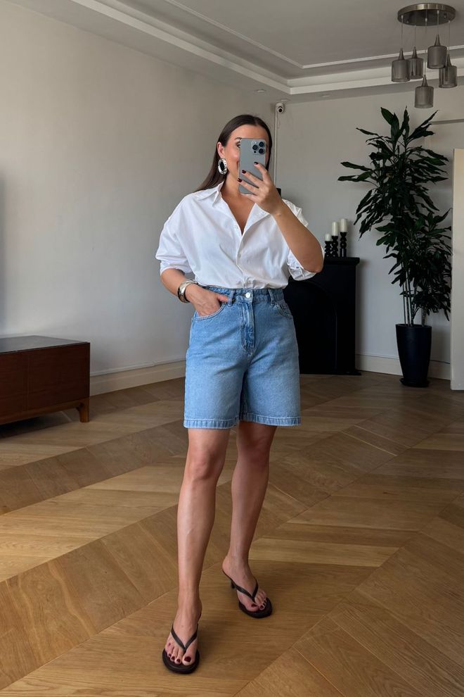 Tuba Modré Neformálne Vintage Preppy Retro Bermudy Vysoký Pás Veľkoobchod s oblečením Neformálny