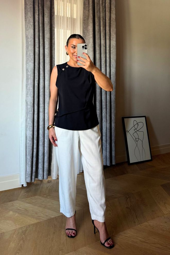 Tuba Chemise Noire Élégante Formelle Sans Manches Avec Mancherons Vêtements en gros Décontracté