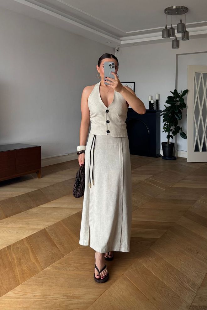 Tuba Ensemble Élégant Slim Fit Sans Manches Beige Vêtements en gros Décontracté