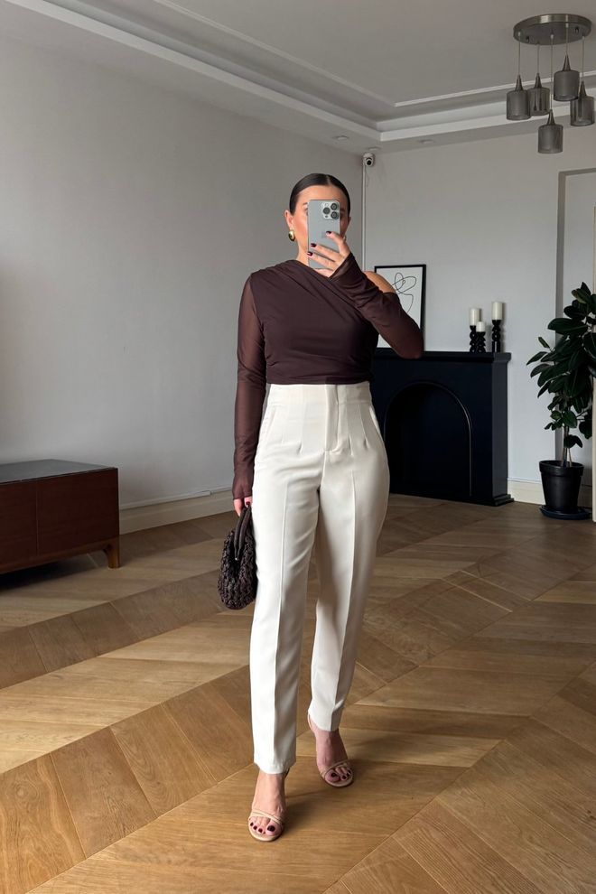 Tuba Pantalon Blanc Élégant Fuselé Vêtements en gros Ancien