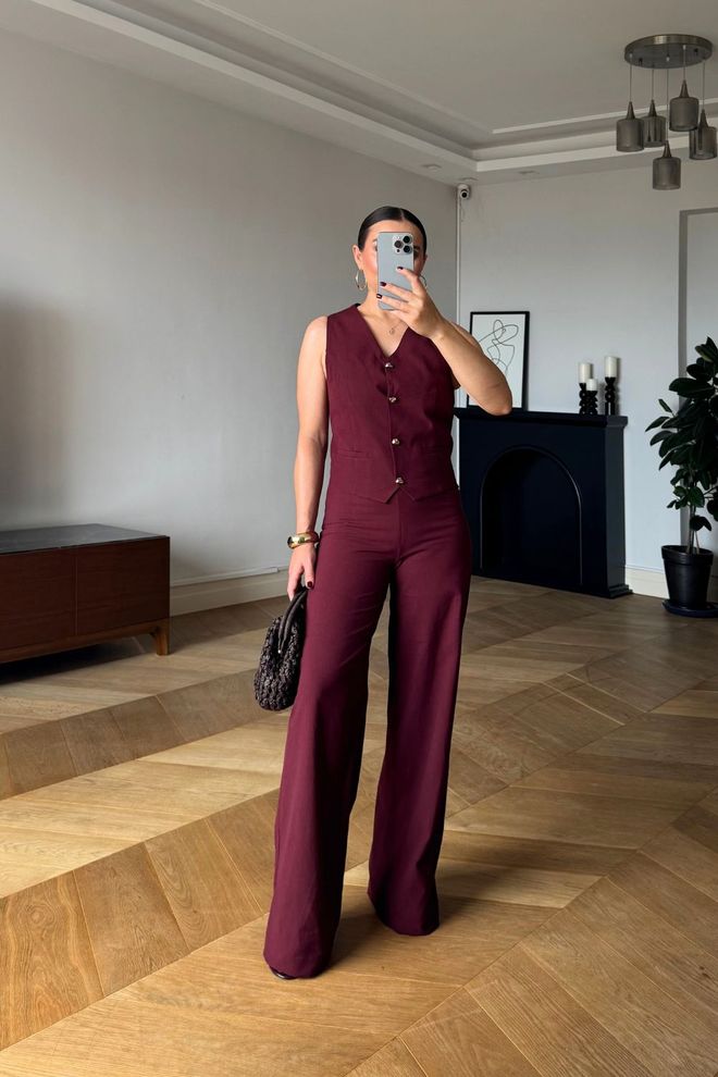 Tuba Ensemble Rouge Bordeaux Élégant Formel Vêtements en gros Formel