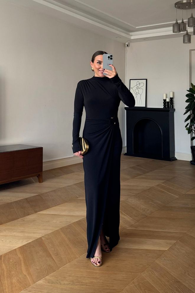 Tuba Robe Noire Élégante Formelle Fourreau Vêtements en gros Formel