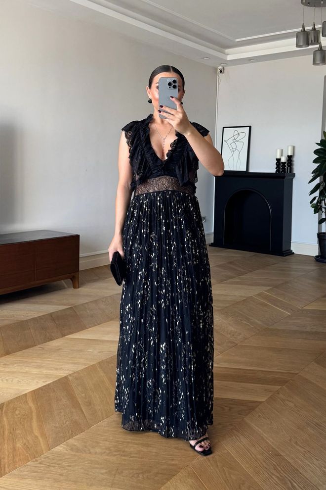 Tuba Robe Noire Fit And Flare À Paillettes Vêtements en gros Sexy