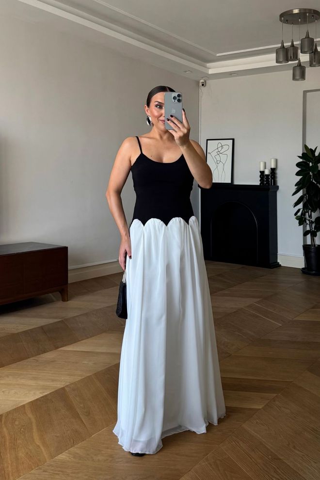 Tuba Robe Noire Élégante Fine À Bretelles Avec Encolure Ronde Vêtements en gros Sexy