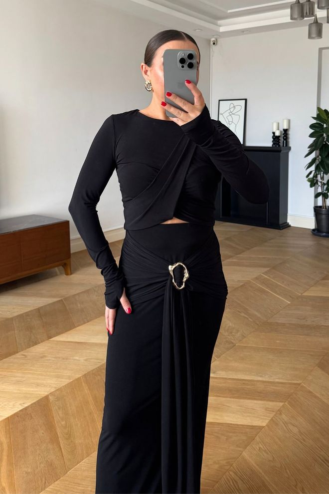 Tuba Комплект Черно Елегантен Глем Макси Пола Дрехи на едро Пролет