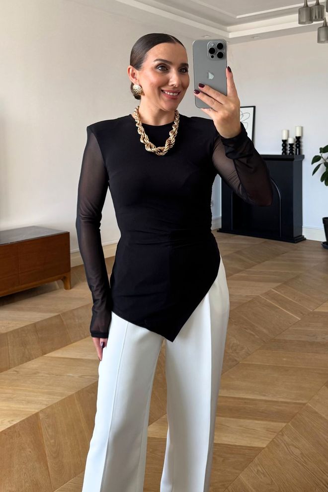 Tuba Chemise Noire Élégante Formelle Glamour Vêtements en gros Formel