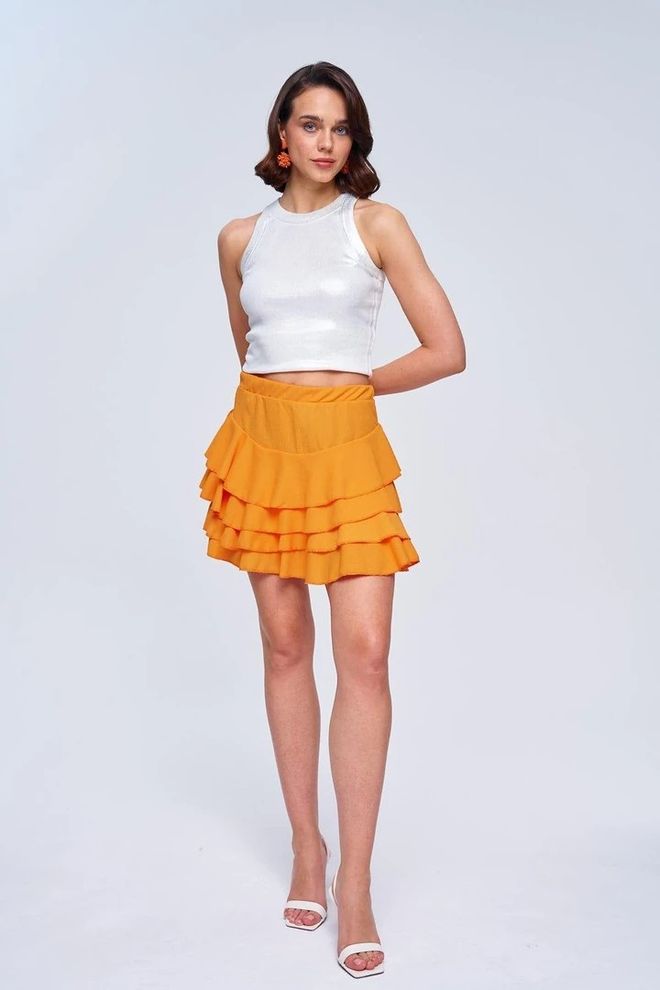 Tuba Flounce Mini Γυναικεία Φούστα Πορτοκαλί Χονδρικό εμπόριο ενδυμάτων Casual