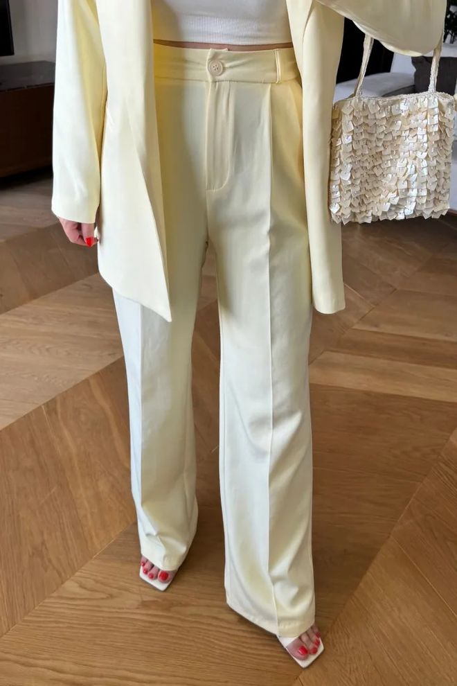 Tuba High Waist Palazzo Women's Pants Yellow Wholesale Clothing No Fabric