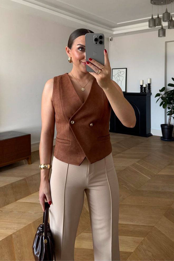 Tuba Brązowa Elegancka Formalna Kamizelka Hurtowa sprzedaż odzieży Formalny