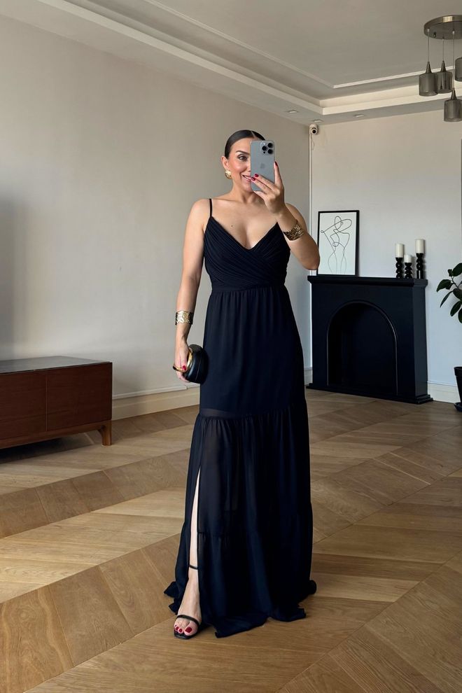 Tuba Black Sexy Elegant Formal Glam Slip Dress Wholesale Clothing 1