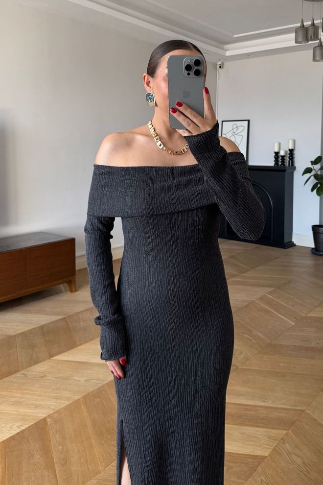 Tuba Elegant Black Bodycon Dress Floor Length Wholesale Clothing Cocktail