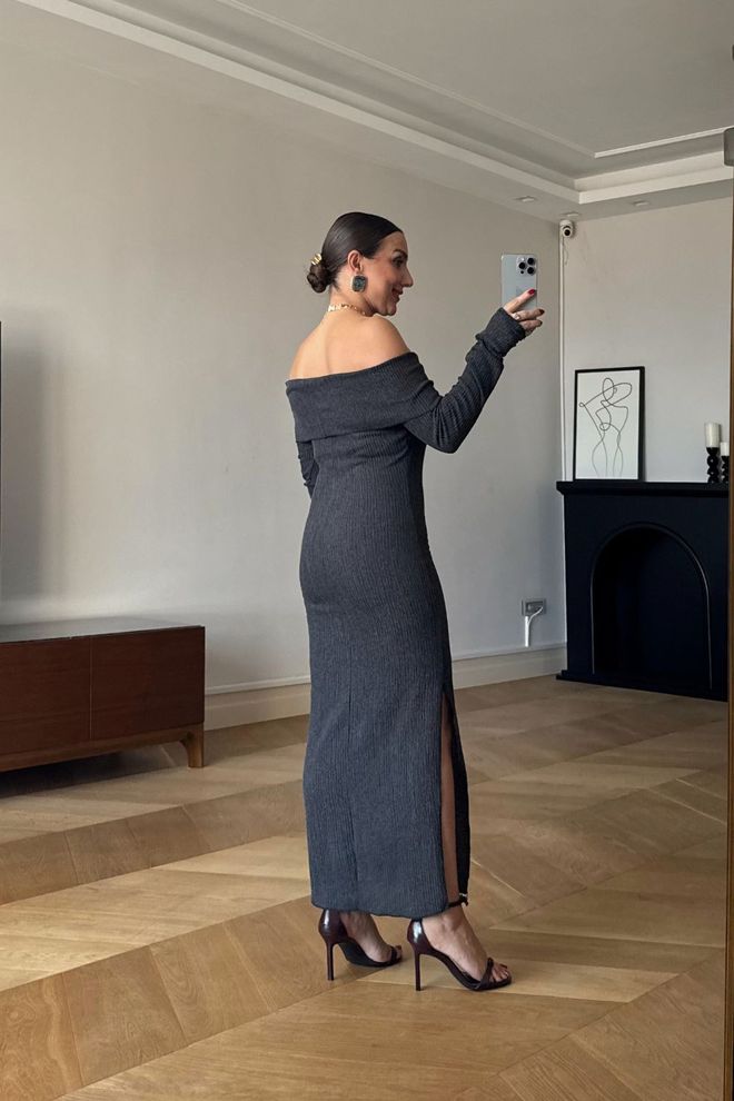 Tuba Elegant Black Bodycon Dress Floor Length Wholesale Clothing Fall