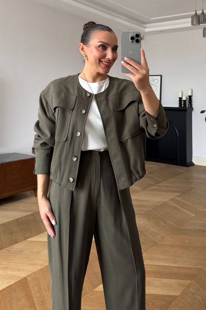 Tuba Haki Gömlek Ceket Gündelik Tesettür Crop Model Toptan Giyim Tesettür