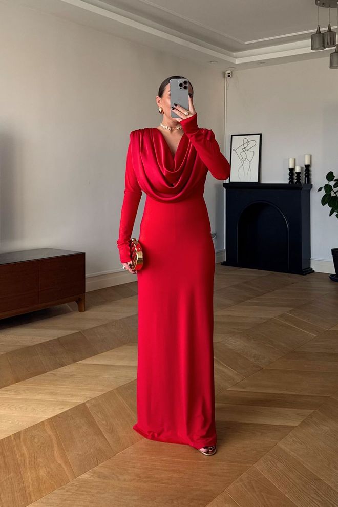 Tuba Red Elegant Formal Glam Sheath Dress Wholesale Clothing Formal