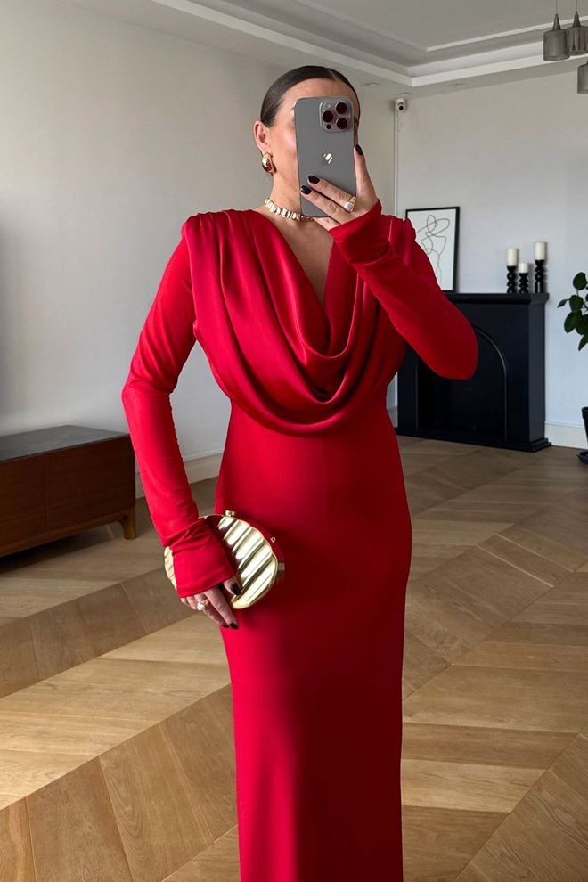 Tuba Red Elegant Formal Glam Sheath Dress Wholesale Clothing Spring