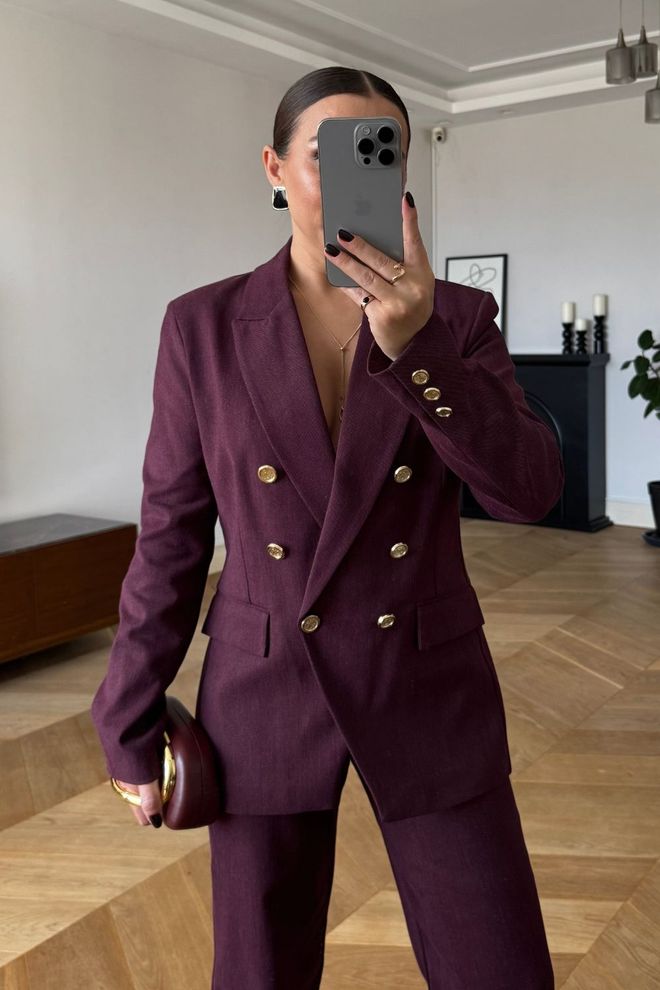 Tuba Double breasted Blazer Women's Jacket Burgundy Wholesale Clothing 0