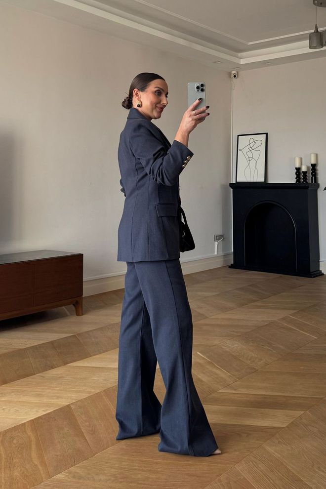 Ilia Navy Blue Double Breasted Blazer Jacket Wholesale Clothing Cocktail