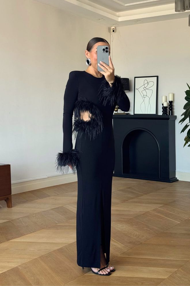 Tuba Elegant Black Sheath Dress With Long Sleeves Wholesale Clothing Cocktail