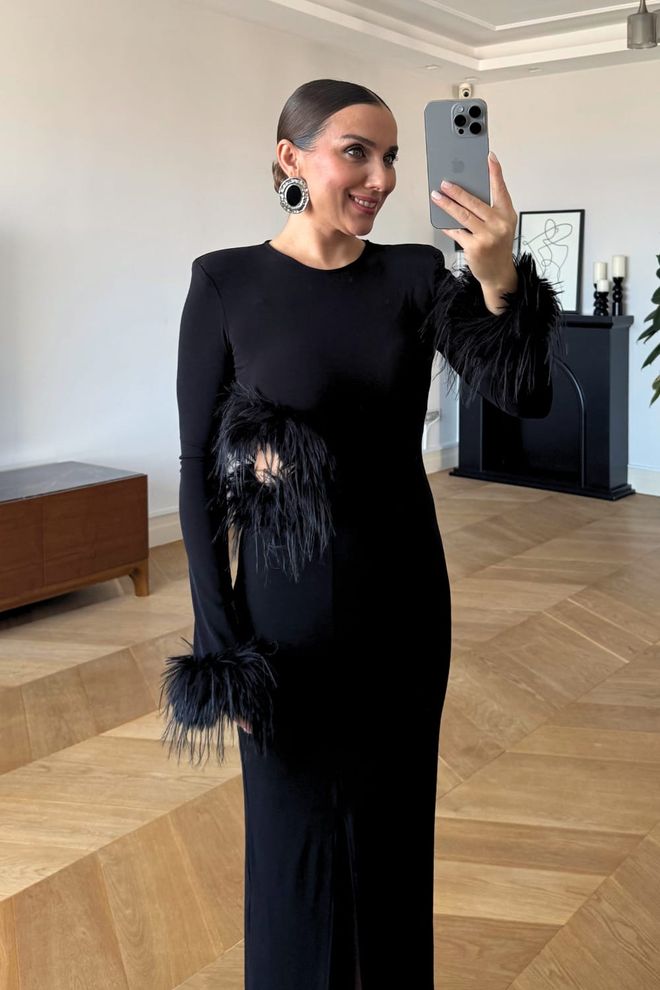 Tuba Elegant Black Sheath Dress With Long Sleeves Wholesale Clothing Formal