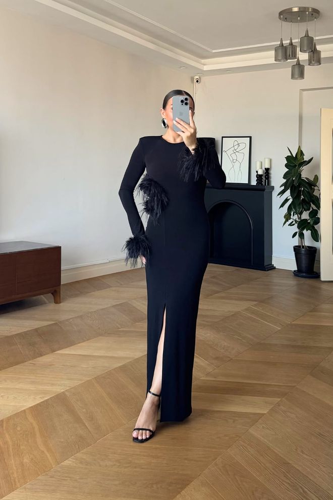Tuba Elegant Black Sheath Dress With Long Sleeves Wholesale Clothing 5