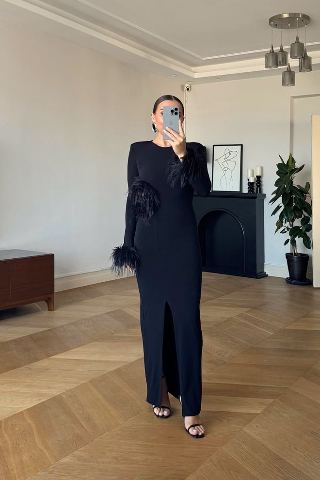 Tuba Elegant Black Sheath Dress With Long Sleeves Wholesale Clothing Fall
